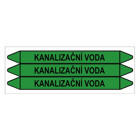 Značení potrubí, kanalizační voda,3 ks, 355 × 37 mm